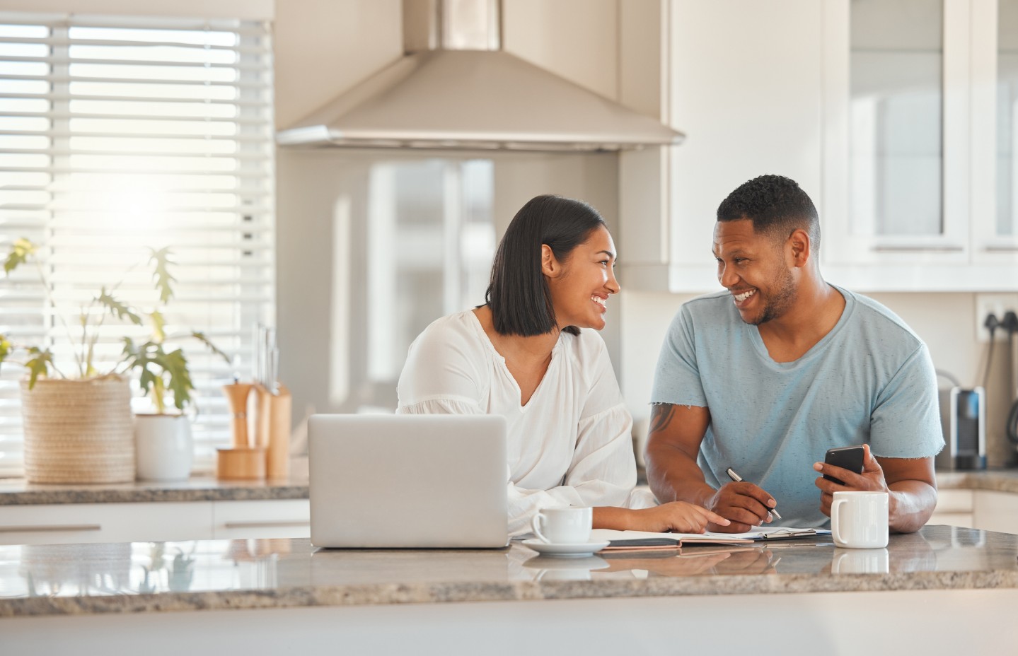 couple sitting in the kitchen