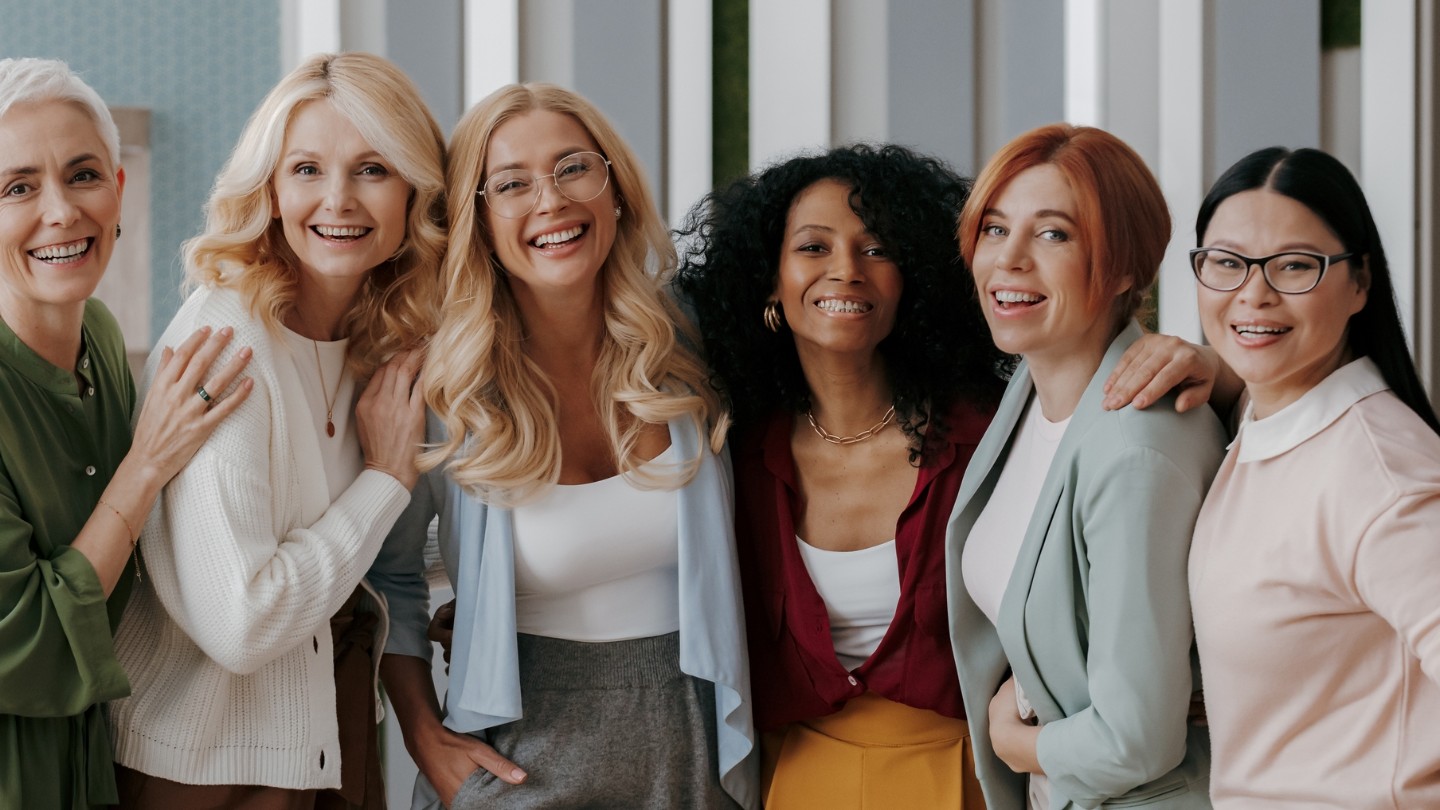 Group of happy diverse women